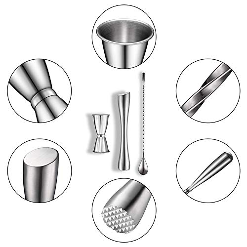 Gaetooely Cocktail Shaker Set, Edelstahl Cocktail Muddler, Double Cocktail Jigger und Spiral Pattern Bar Cocktail 3… – Bild 6
