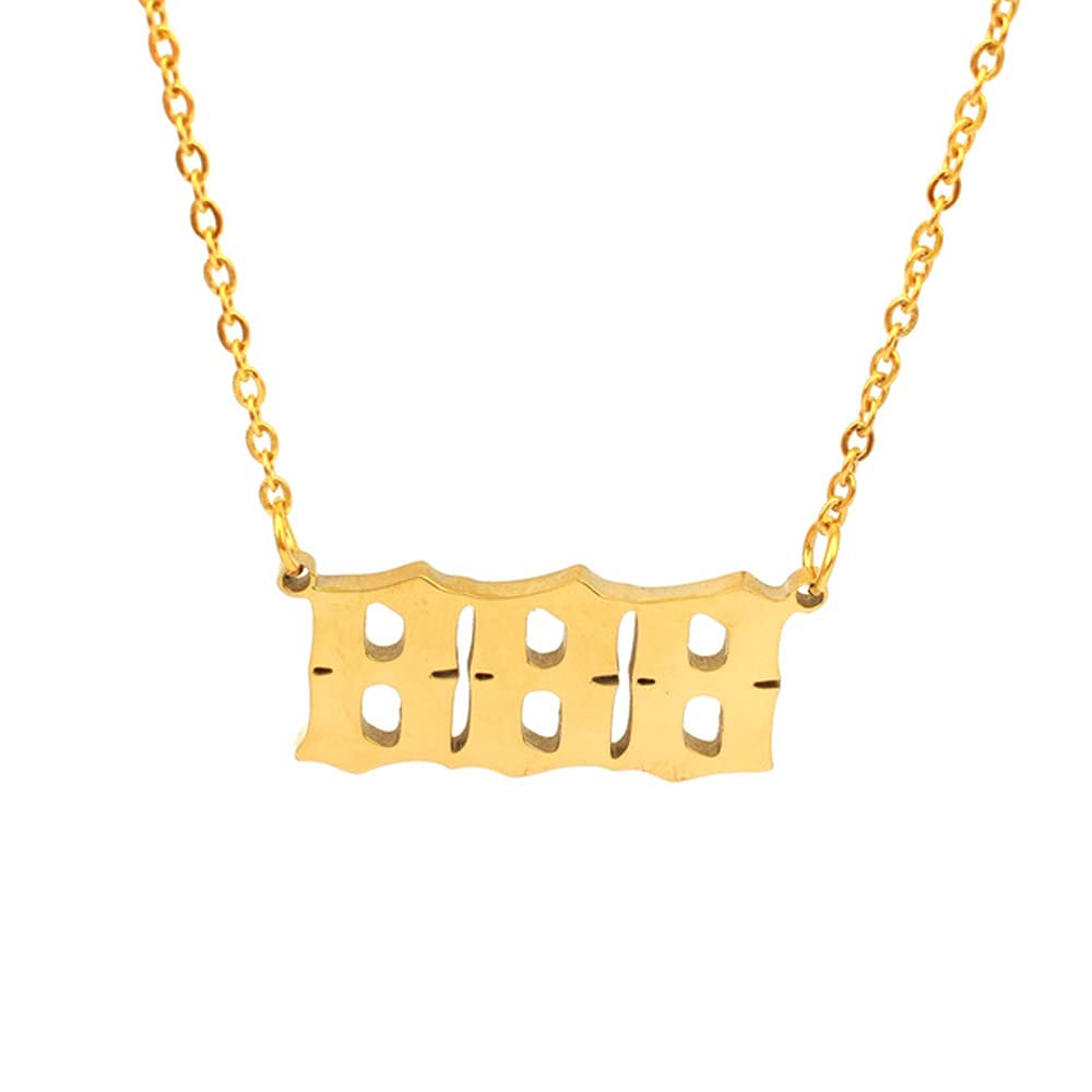 VCCKNB JEWELRY Angel Number Necklace, Number Charm Necklace Angel Number Necklace 111 222 333 444 555 666 777 888 999 000 Gold Angel Number Necklace for Women (A- Gold Number Necklace 888) โ image 1