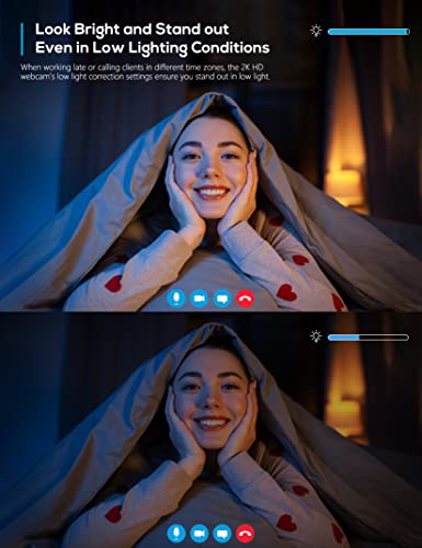 AIRHUG Webcam No Mic with Privacy Cover, USB Web Cam for Computer and Laptop Plug & Play, Web Camera Without Audio, 78° Wide-Angle,for Streaming and Conferencing (2K Webcam No Mic)