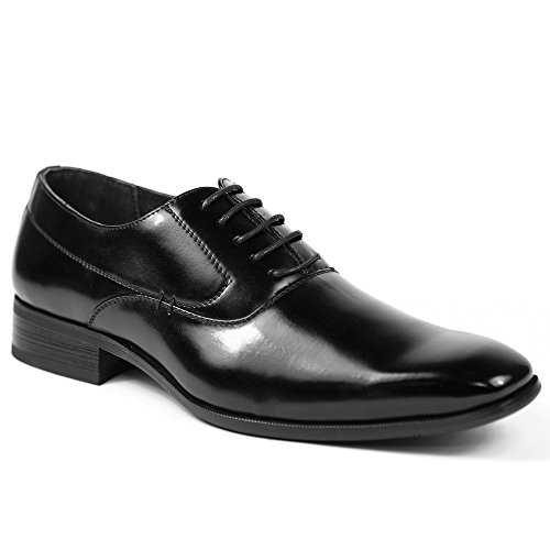 Delli Aldo M-19121 Black Mens Lace up Plain Oxford Dress Shoes (8.5)