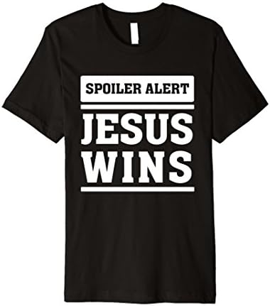 Mens Jesus Wins - Christian Faith Saying T Shirt - Revelation 3XL Black