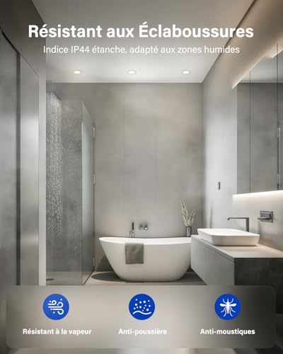 Leselux Pack of 20 Dimmable LED Recessed Ceiling Spotlights, 5W 220V Recessed Ceiling Spotlights, Warm White, 3000K, Neutral White, 4000K, Cold White 6000K, Hole Φ65-80mm, IP44 Bathroom Spotlight for