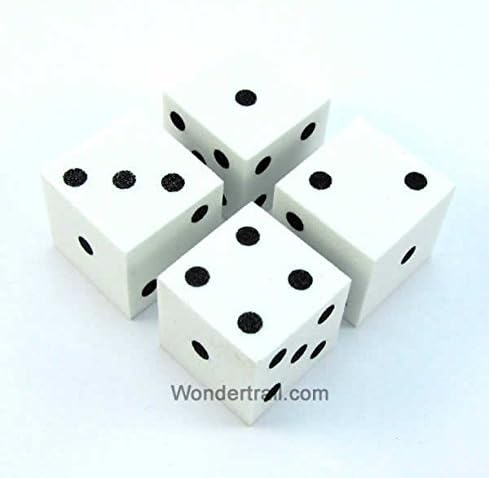 Wondertrail White Foam Dice with Black Dots D6 25mm (1in) Pack of 4