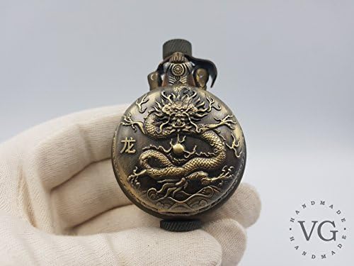 VINTAGE TABLE PETROL LIGHTER CHINESE DRAGON QUARTZ WATCHES HANDMADE