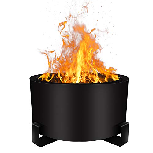 Urban Deco Patio Fire Pit Bonfire Pit Large 23.6 Inch Outdoor Smokeless Firepit Wood Burning Low ...