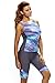ZKESS Womens Plus Size Rash Guard Surfing Swimsuits Sleeveless Color Block Swim Tank Tops Capri Legging Pant Swims Bottom 2PCS Bathing Suits Wet Set Grey Blue XXXL