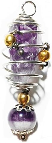 Natural Amethyst Pendant Necklace Quartz Crystal Stone Silver Plated Handmade Handcrafted