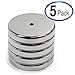 CMS MAGNETICS - 5-Pack RB50 C8 Ceramic Ferrite Round Base Magnet with Anti-Corrosion Chrome Plated Steel Cup and 35 LB Pull Force - Cup Diameter: 51.6mm, Center Hole: 4.8mm, Thickness: 7.5mm