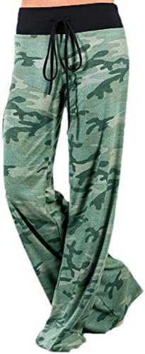 Zamtapary Women Casual Stripe Drawstring Pallazzo Lounge Yoga Pants Plus Size Camouflage 3XL