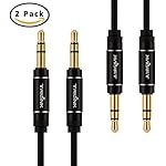 Aux Cable [4ft / 2-Pack] Flexible TPE 3.5mm Male to Male Auxiliary Audio Cord for Car / Home Stereos, Headphones, iPods, iPhones, iPads, Phones and More (Black)