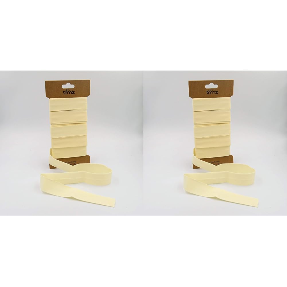 Trimz Poly Cotton Bias Binding, Ivory, 25mm x 5m (Pack of 2)