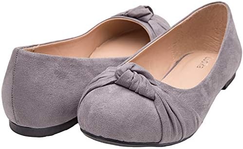 Luoika Women's Wide Width Flat Shoes - Comfortable Slip On Round Toe Ballet F.