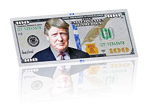 Donald Trump $100 Bill - Authentic Silver Plated Commemorative Bank Note Collectors Item in Currency Holder - Amazing Detail On This Federal Trump Note