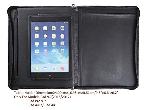 Professional Portfolio Organizer for iPad Pro 9.7/iPad Air/Air 2/iPad 5th/6th Generation, Genuine Goatskin Leather Padfolio Case with Tablet Holder, Clipboard for Letter Size Notepad/ Legal Pad(9.7) - Thumbnail 3