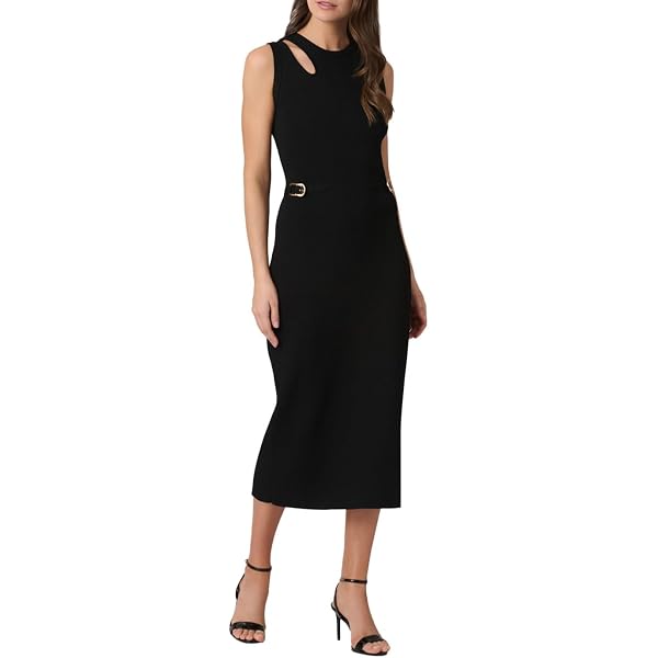 french connection ribbed dress French Connection ribbed jersey turtle neck dress in black