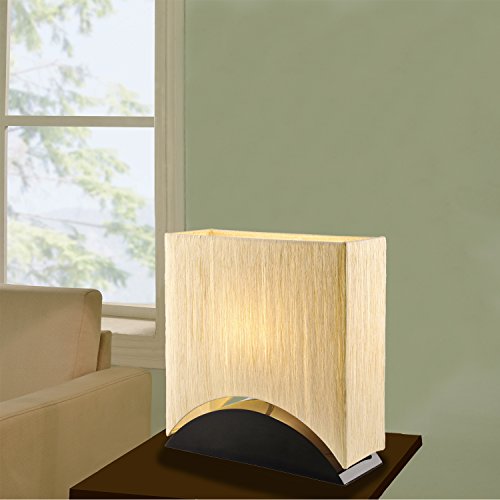 Artiva USA Sakura, Modern & Space-efficient Design, 17-Inch Premium Shade w/Black Lacquer Wood Base Table Lamp