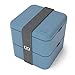 MONBENTO - Large Bento Box MB Square Denim with Compartments - Leakproof Lunch Box for Work or School or Meal Prep - BPA Free - Food Grade Safe - Blue