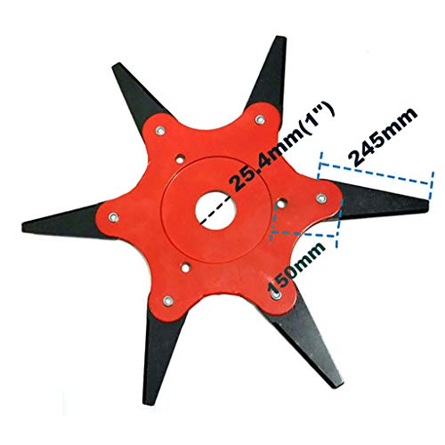 Outdoor Trimmer Head 6 Steel Blades Razor Lawn Mower Grass Weed Eater Brush Cutter Lawn Mower Sharpener Tool Replacement Parts (Red) - Thumbnail 5