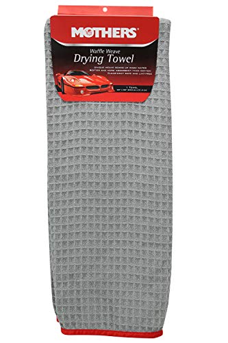 Mothers 156601 Grey Microfiber Waffle Weave Drying Towel-25 Inch x 36 Inch