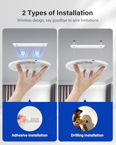 Leselux Motion Sensor Ceiling Light, 7.5" Battery Operated Sensor Light Indoor, 250LM 3 Colors Dimmable Ceiling Lights with Remote Control, Wireless Wall Lights for Garage Toilet Hallway