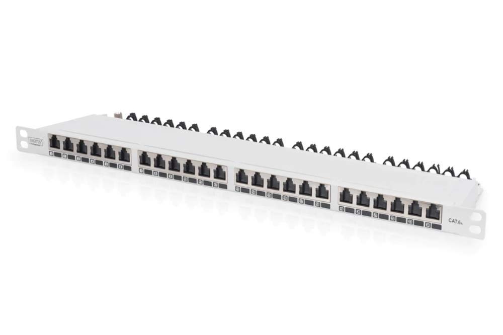 Digitus patch panel - 19-inch - Cat-6A - 24-port RJ45 - Shielded - LSA patch field - Rack mount 0.5U - Grey — image 1