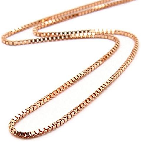 14k Rose Gold 1.1mm Box Link Chain with Lobster Claw Clasp
