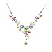 Glamorousky Colorful Flower and Tiny Butterfly Necklace with Multi-Color Austrian Element Crystals