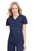 Med Couture Signature Women's V-Neck Knit Panel Top, New Navy/Apricot, Small