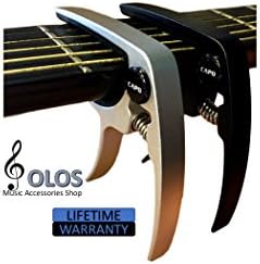 SOLOS 2 Pack Aluminum Guitar Capo for Acoustic Electric Guitars Banjo Mandolin Ukelele Bass, Quick Release, Black and Silver
