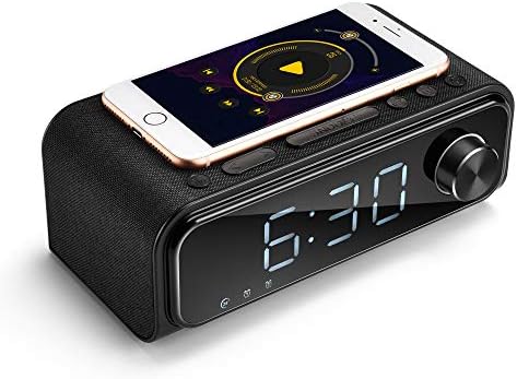 Bluetooth Speaker Alarm Clock With Qi Wireless Charger Fm Radio Bedside Alarm Clocks For Room Nightstand Stereo Sound Bluetooth Speaker With Microphone Dimmable Led Display For Iphone Samsung Buy Online At Best