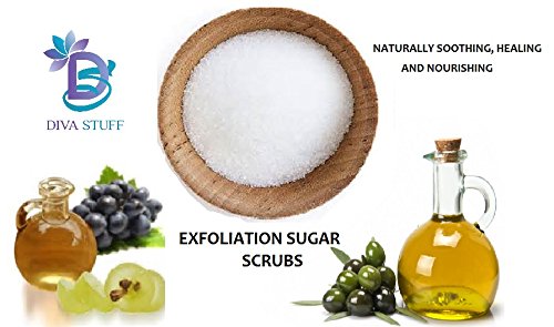 Diva Stuff Sugar Scrub, Exfoliates and Hydrates Skin,Pairs With Our Crepey Skin Cream By Diva Stuff, 8 Oz (Coconut)