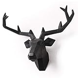 Yunno Black Faux Taxidermy Resin Deer Head in Animal Head Wall Decor Deer Head Wall Mount Sculpture (Black)