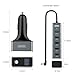 Unitek Quick Charge 2.0 Car Charger + 5-Port USB Hub, 60W USB Aluminum Smart Car Charger (1-Port QC2.0 + 4-Port 2.4A), With LED Display Voltage Meter and USB Extension Hub