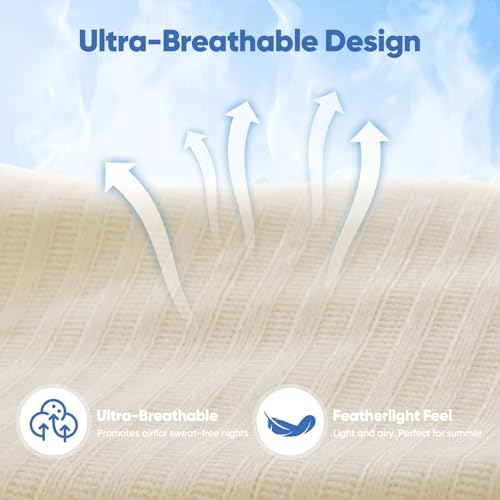 Marchpower Cooling Blanket, Arc-Chill 3.0 Summer Blanket Double-Sided Cooling Blanket, Soft and Breathable Knit for Sweats Loafers Warm Sleepers, 150 x 200 cm, Cream