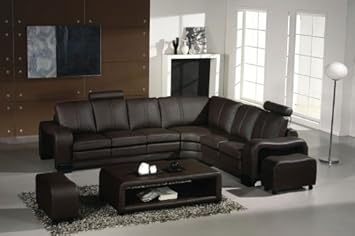 Amazon Com 3330 Espresso Italian Leather Sectional Sofa Set