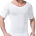 TopTie Seamless Compression V-Neck Short Sleeve T-Shirt, Men's Shapewear Undershirt-White-L