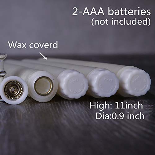 10Pack Flameless Taper Candle,Ivory WAX Coverd, 11-Inch, for Candle Holders and Candlesticks,for Wedding ,Patry,Hotel ,Windows Candles