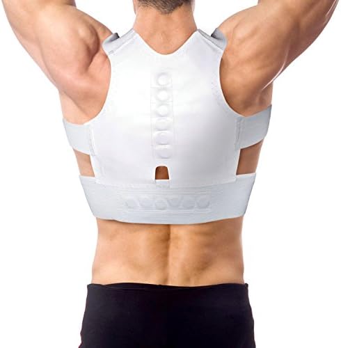 Magnetic Back Support for Posture Corrector Shoulder Support Belt with 12 pcs Magnets (S-XXL) (M, White)