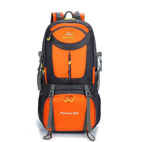 Trekking Rucksack - Outdoor Sports Camping Hiking Daypacks Waterproof Hiking Backpack Mountaineering Bag, Orange, 60L