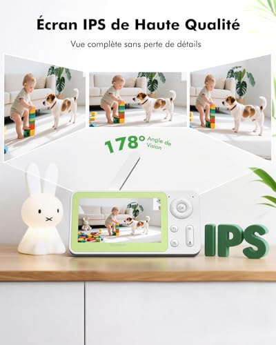 YESIMOM 1080P Baby Monitor 360° PTZ Baby Phone with Video and Audio Camera APP, Infrared Night Vision, 4X Zoom, Motion Detection/Sound Auto Tracking, Zone Alarms