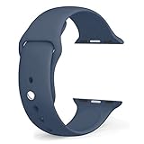 Apple Watch Band - FanTEK Soft Silicone Sport Style Replacement iWatch Strap for Apple Wrist Watch 42mm Models M/L Size (Dark Blue)