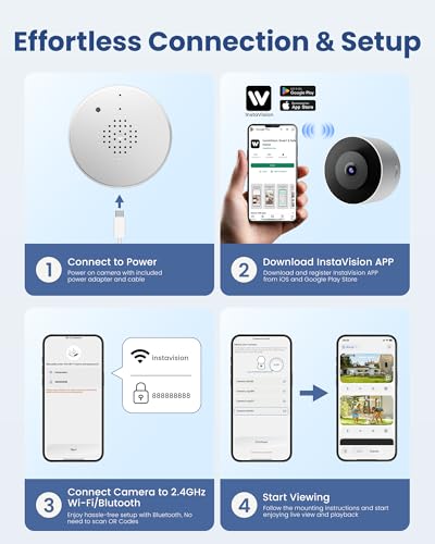 AKINGUAR 2K 3MP Window Camera, 3MP Indoor WiFi Surveillance Camera 2.4GHz, Color Night Vision, People/Vehicle Detection, Two-Way Audio, 24/7 Recording, Easy Installation