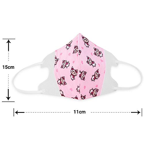 Kids Face Mask 270 Pc Pink 3D Ergonomic & Tight Seal Disposable Face