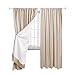 Amazon Basics Room Darkening Blackout Window Curtain with Rod Pocket and Tie Back, 52 x 63 Inches, Beige - Set of 2