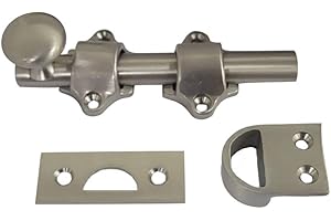 QCAA Solid Brass Dutch Door Bolt, 4", Brushed Satin Nickel, 1 Pack, Made in Taiwan