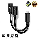 2-in-1 Lightning Splitter Adapter for iPhone X/8/8 Plus/7/7 Plus. Compatible IOS 10 or Later, Double lightning ports for dual Lightning Headphone Audio & Charge Adapter.