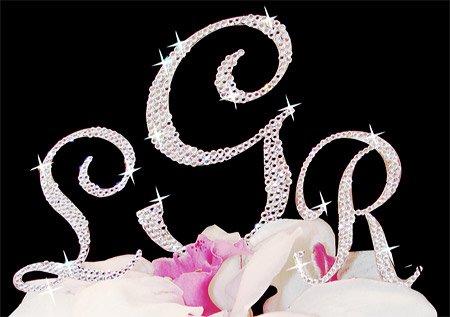 All Over Swarovski Rhinestone Monogram Wedding Cake Topper by Unik Occasions