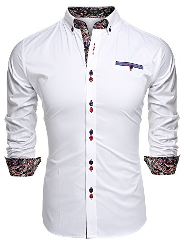 Coofandy men s fashion slim fit dress shirt casual shirt