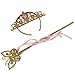 Princess Dress Up Princess Silk Wands Tiaras and Crowns for Little Girls Butterfly Wand Gold Set Pink