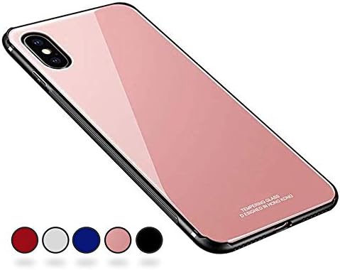 SUMart iPhoneXR Case Anti-Scratch Tempered Glass Back Cover TPU Frame Hybrid Shell Slim Case Anti-Drop (Pink, iPhone XR 6.1inch)